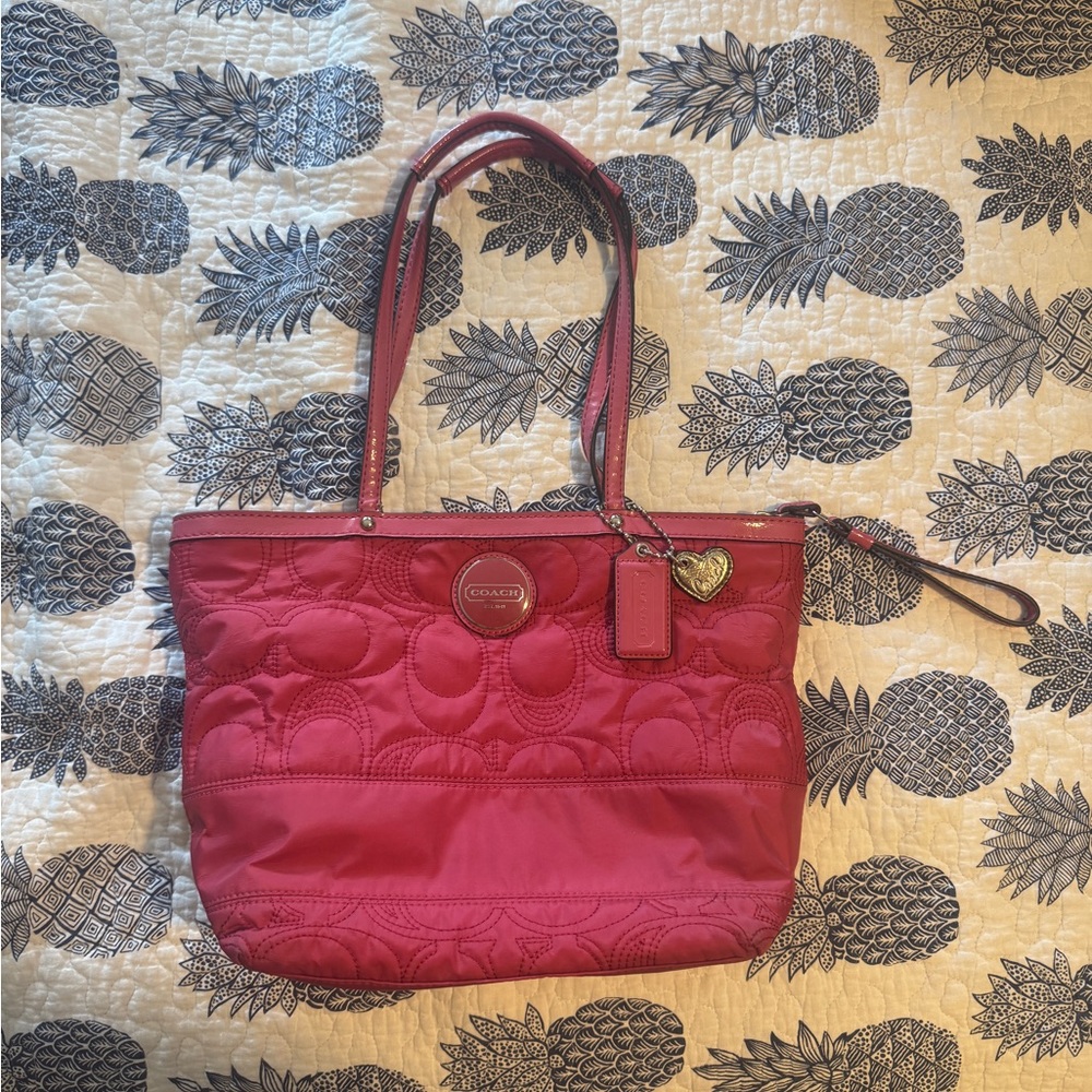 Coach Pink Quilted Tote Bag